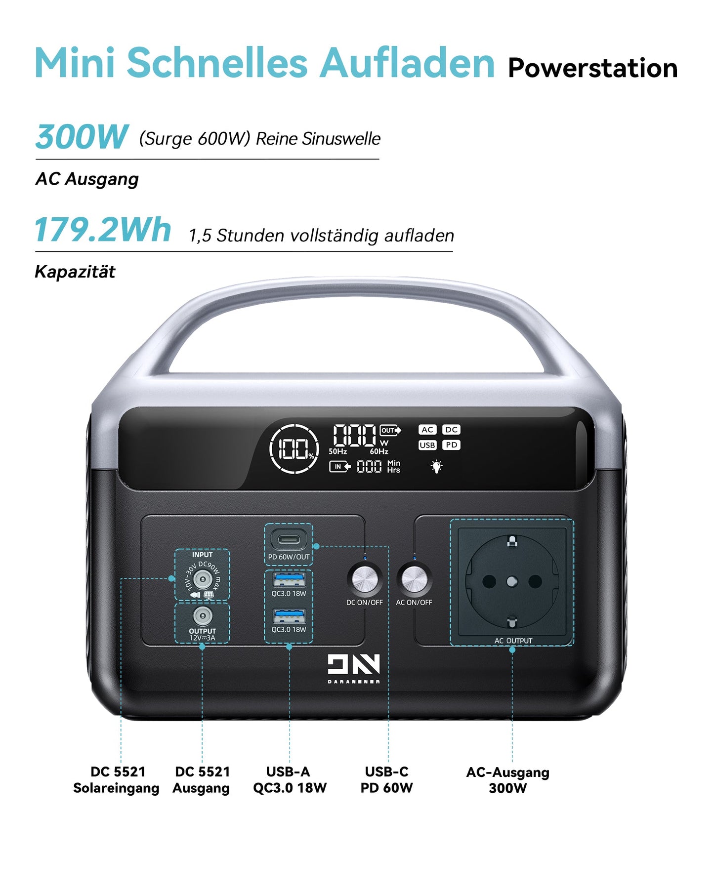 DaranEner NEOZ Portable Power Station | 300W 179.2Wh